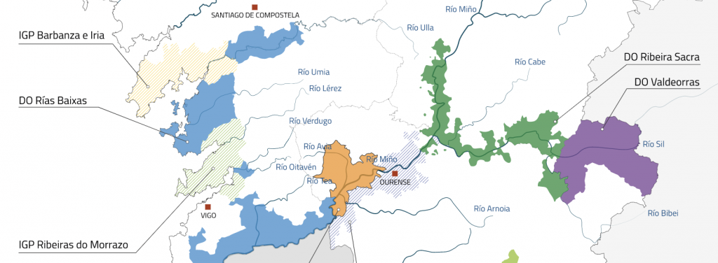 Mapa de los vinos de Galicia