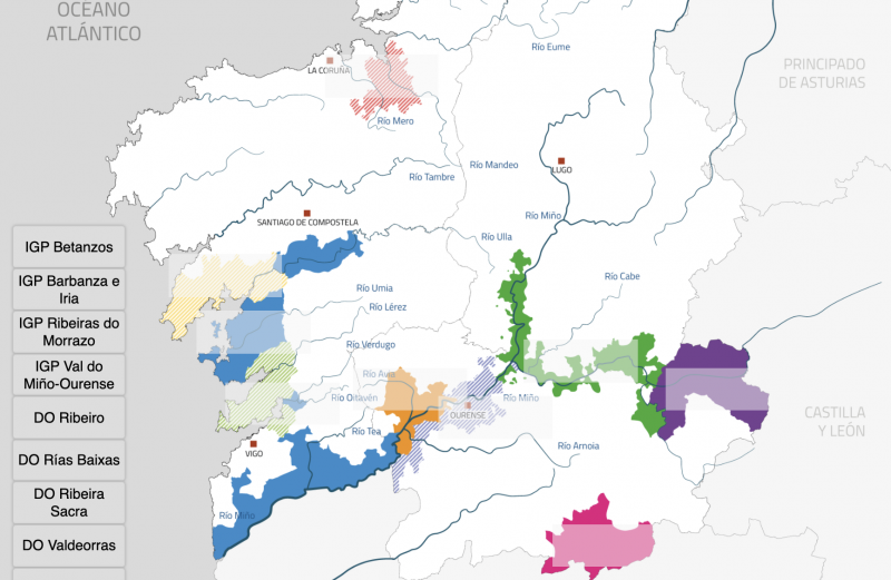 Ubica las DOs e IGPs de Galicia